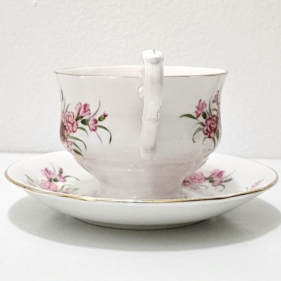 Paragon Fine China Pink "English Flowers Carnations" Tea Cup & Saucer - Picture 3 of 16